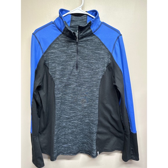 ACTIVE LIFE by REFLEX Tops - ACTIVE LIFE by REFLEX Women's Blue Black Heathered 1/4 Zip Pullover Top‎ XXL